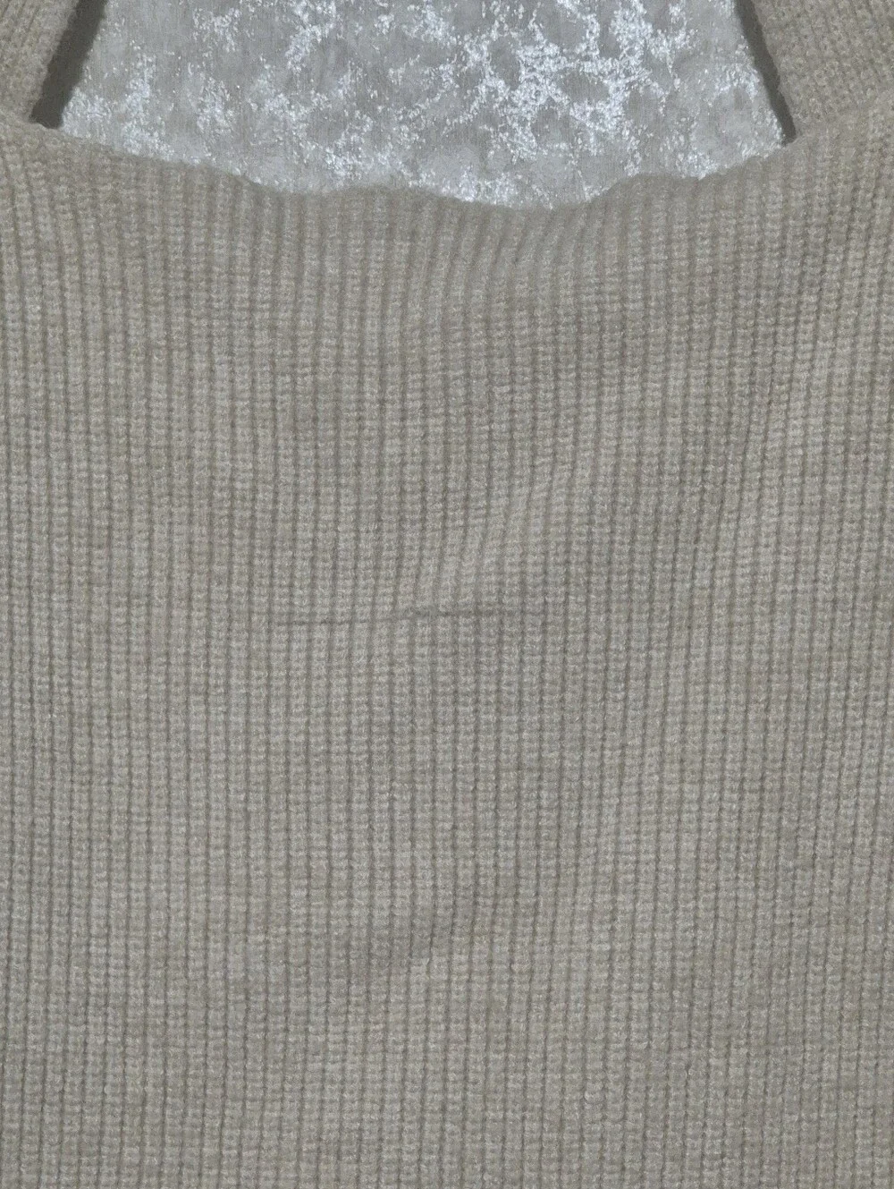 Free People Cream Ribbed Open-Back Long Sleeve Top-S